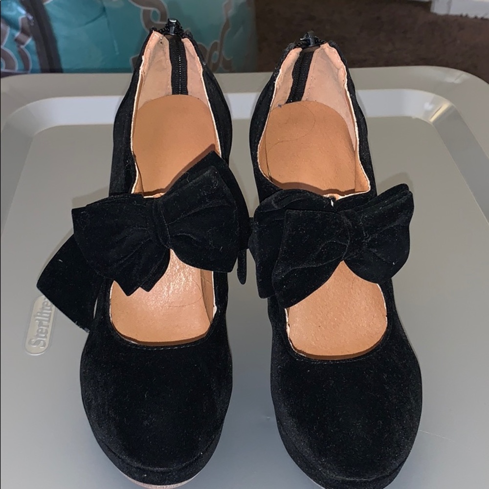 Suede Bow Front High Heels